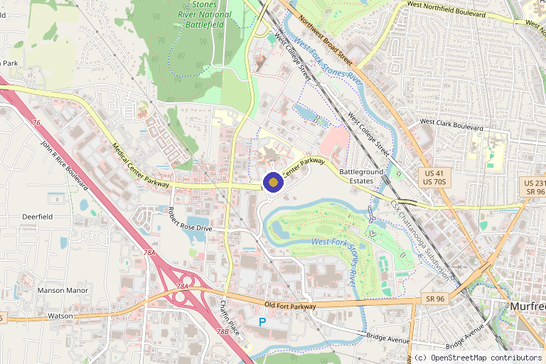 Map showing the location of Healogics, LLC in Murfreesboro, TN