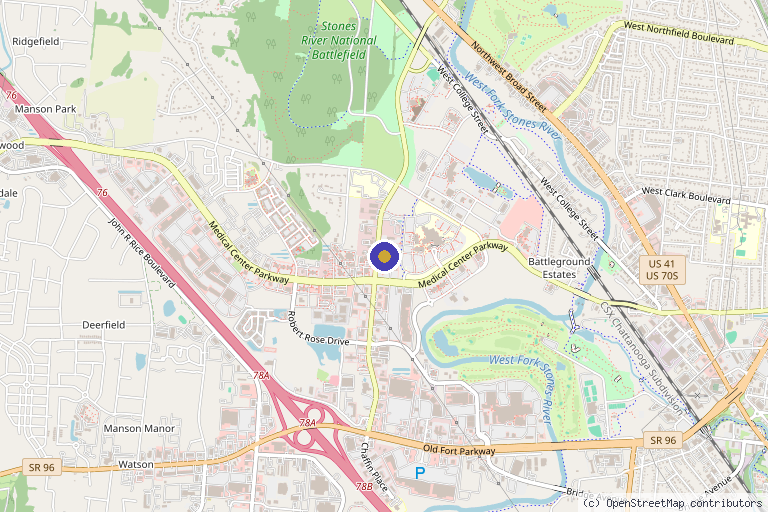Map showing the location of Speakeasy Aesthetics in Murfreesboro, TN
