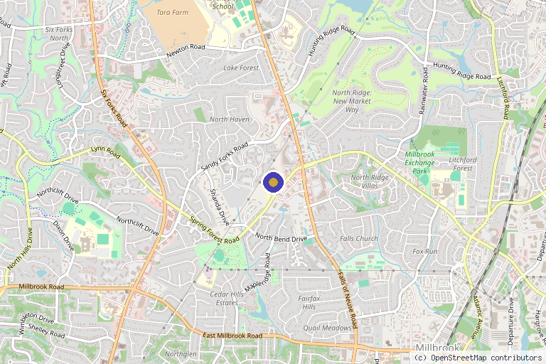 Map showing the location of Triangle Functional Medicine + Dermatologic & Aesthetic Medicine in Raleigh, NC