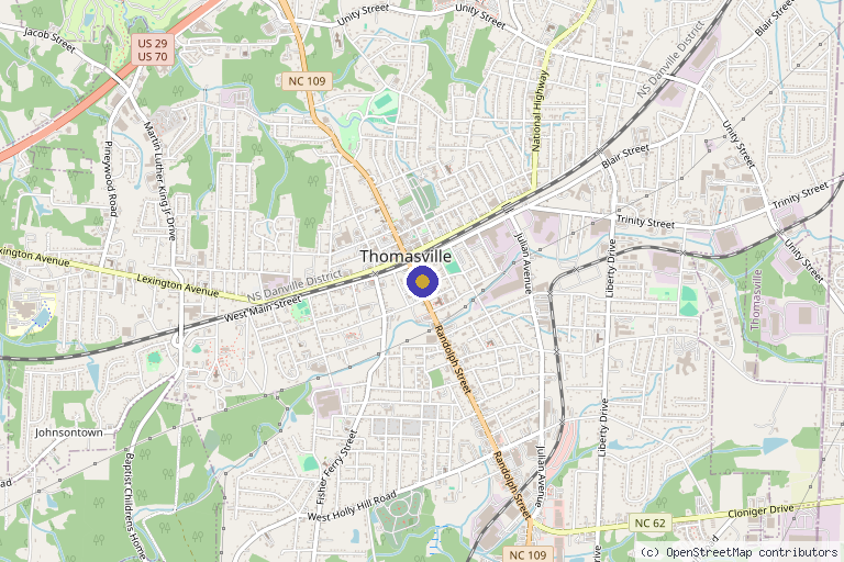 Map showing the location of Get Up and Glo Medspa in Thomasville, NC