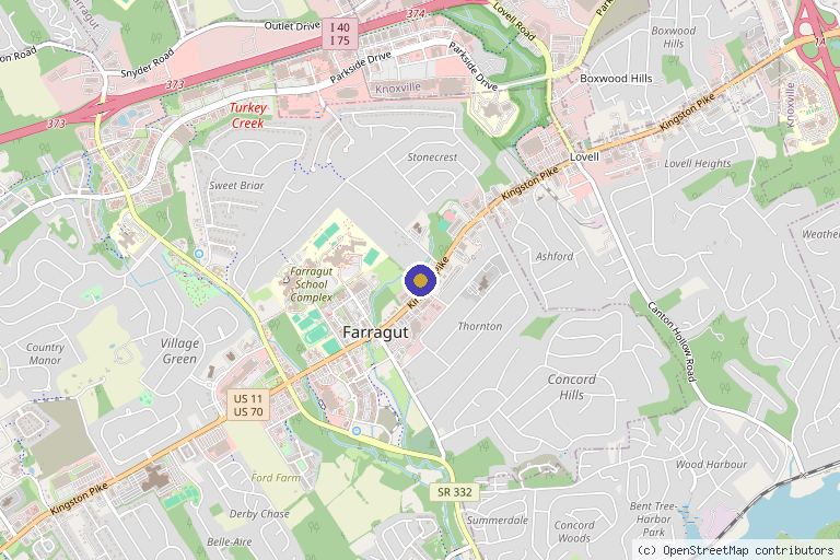 Map showing the location of Total Hair and Body Medical in Knoxville, TN