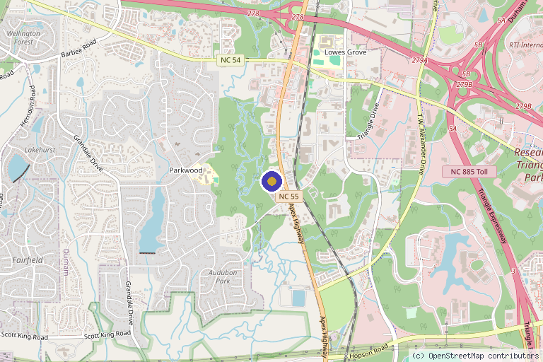 Map showing the location of Integro Health in Durham, NC