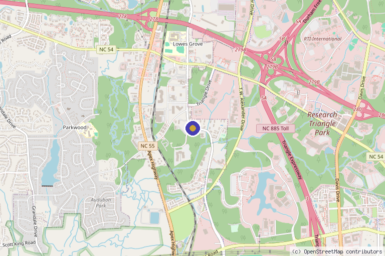 Map showing the location of Cell Microsystems in Durham, NC