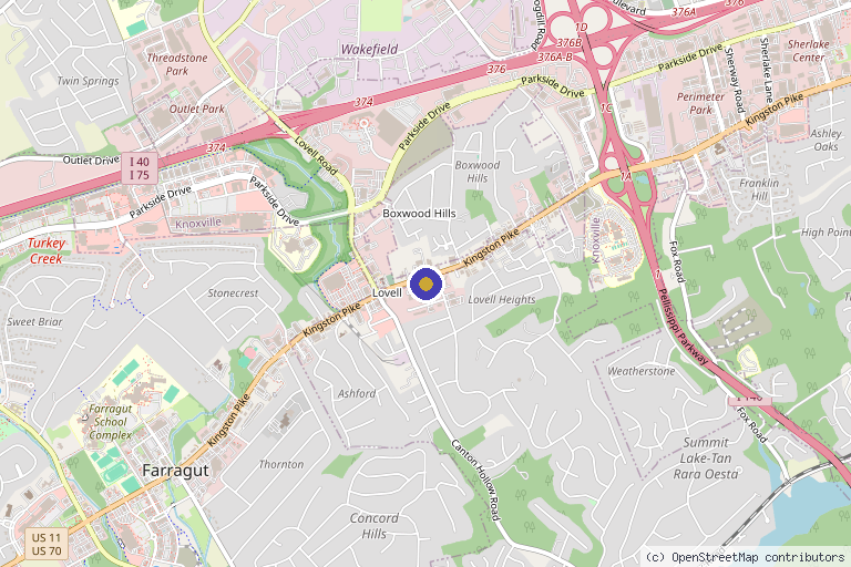 Map showing the location of Beautique Medical Anti-Aging in Knoxville, TN