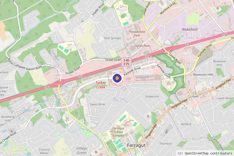 Map showing the location of Medical Aesthetics & Regenerative Center PLLC in Knoxville, TN