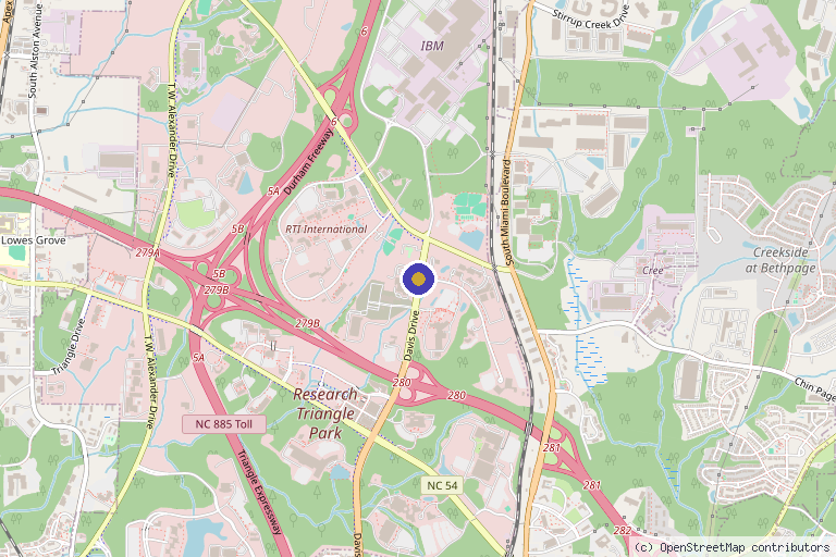 Map showing the location of Altis Biosystems, Inc. in Durham, NC
