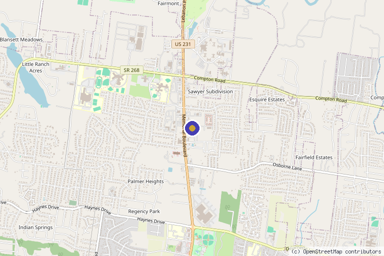 Map showing the location of Hydromedics IV Hydration and Vitamin Therapy in Murfreesboro, TN