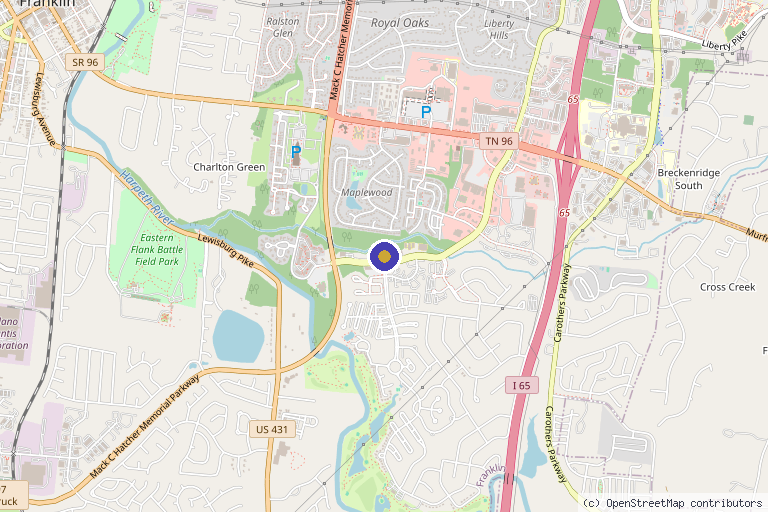 Map showing the location of Longevity Club + Clinic in Franklin, TN