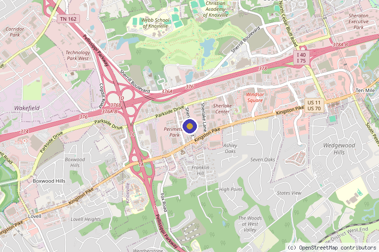 Map showing the location of The Wellness Room in Knoxville, TN