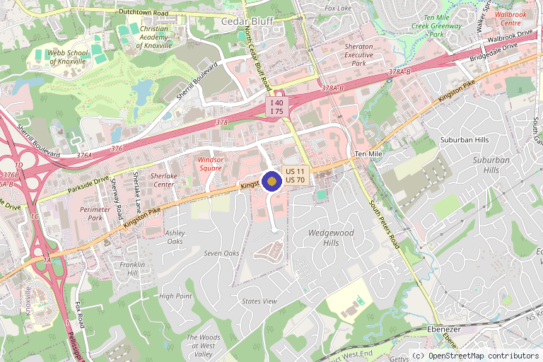 Map showing the location of Knox Wellness in Knoxville, TN