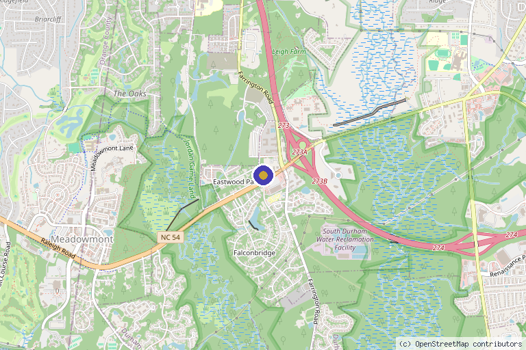 Map showing the location of The Skin Care and Laser Center of Central Dermatology in Chapel Hill, NC