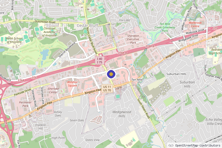 Map showing the location of Pretty Girl Aesthetics in Knoxville, TN