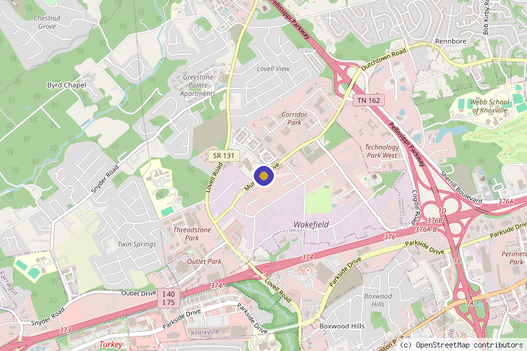 Map showing the location of Volunteer Comprehensive Health & Regenerative Medicine, PLLC in Knoxville, TN