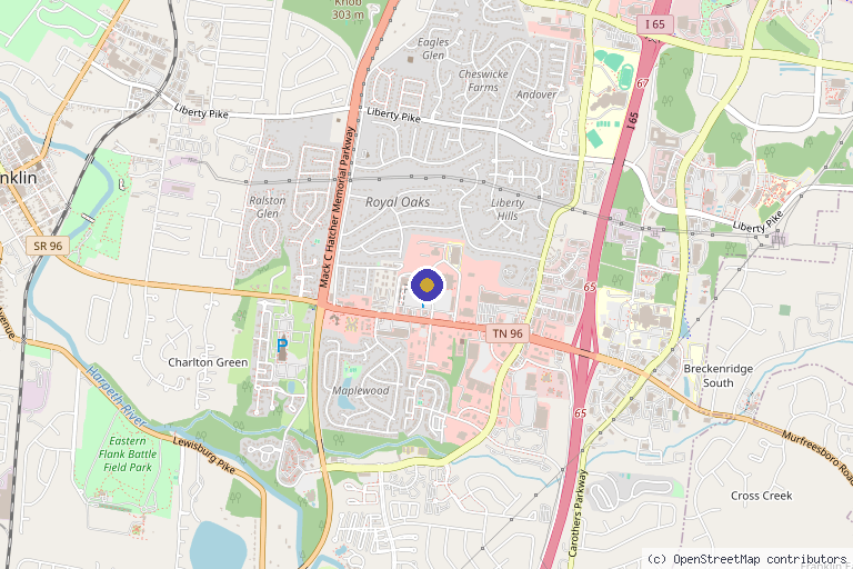 Map showing the location of Body Works Franklin in Franklin, TN
