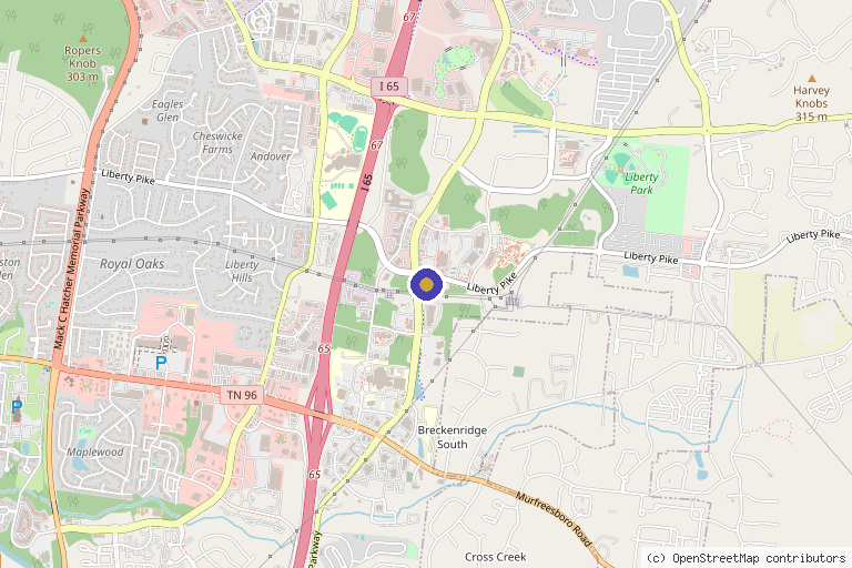Map showing the location of Invigorate Health in Franklin, TN