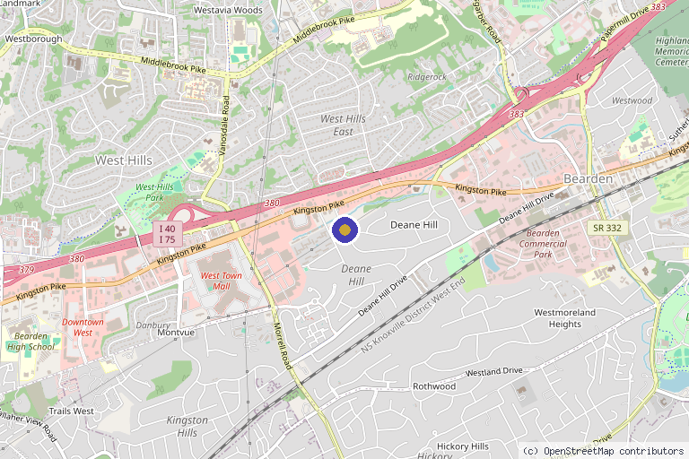 Map showing the location of Knoxville Regenerative Medicine in Knoxville, TN