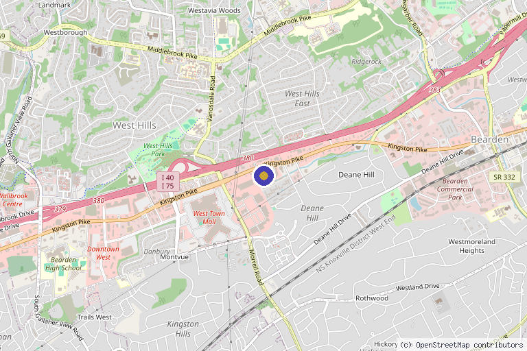 Map showing the location of BYou Laser Clinic - Knoxville Tennessee in Knoxville, TN