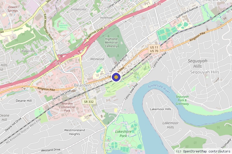 Map showing the location of Gallaher Plastic Surgery & Spa MD in Knoxville, TN