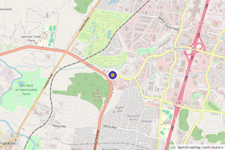 Map showing the location of Kellum Stem Cell Institute in Nashville, TN