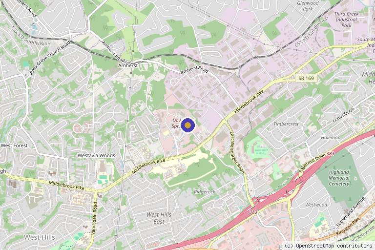 Map showing the location of NuVivo Regenerative Medicine in Knoxville, TN
