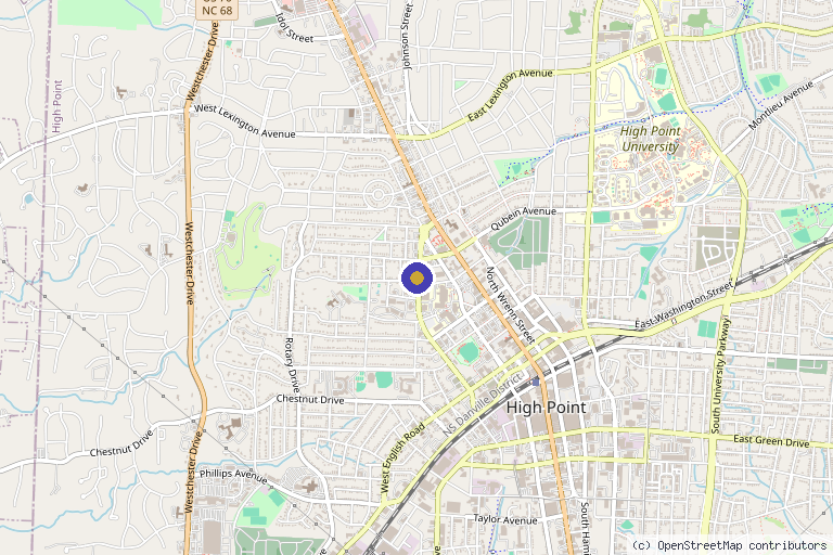 Map showing the location of Aesthetically Yours in High Point, NC