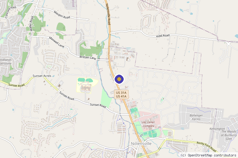 Map showing the location of Cryo and Contour in Nolensville, TN