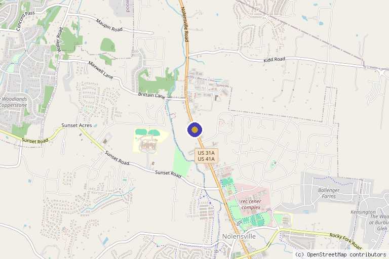 Map showing the location of Regenerative Stemwave Therapy Center – Brentwood, TN in Nashville, TN