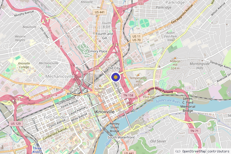 Map showing the location of Old City Medspa in Knoxville, TN