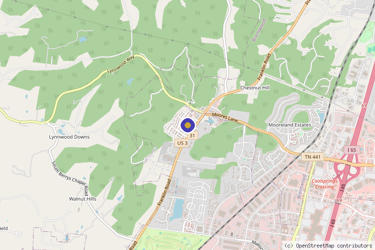 Map showing the location of Glow Medical Spa in Franklin, TN