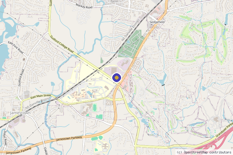 Map showing the location of The DRIPBaR Greensboro in Jamestown, NC