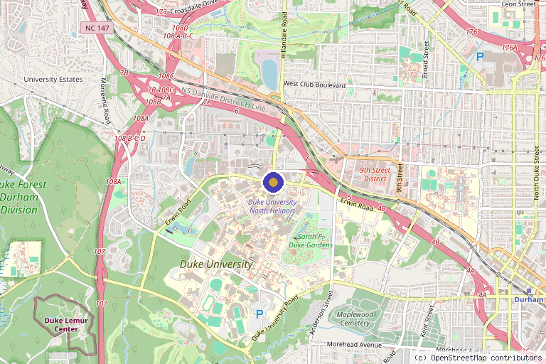Map showing the location of Joanne Kurtzberg, MD in Durham, NC