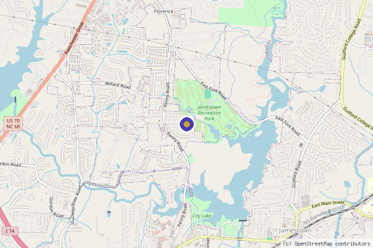 Map showing the location of PhoenixWay to Holistic Natural Health in Jamestown, NC