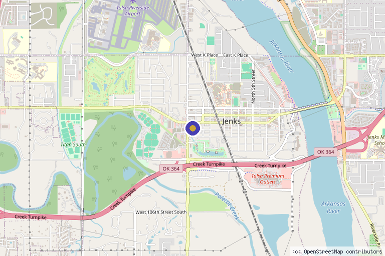 Map showing the location of Be Well Medical Clinic in Jenks, OK