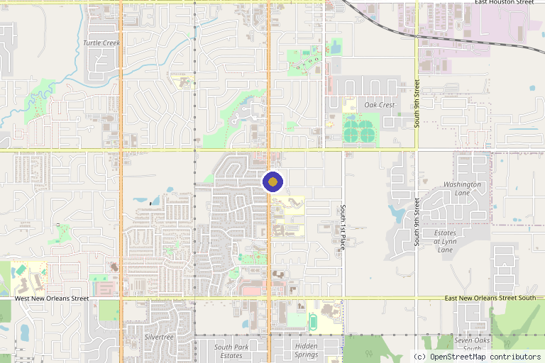 Map showing the location of Restorative Health and Wellness in Broken Arrow, OK