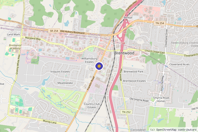 Map showing the location of Prolotherapy Nashville in Nashville, TN
