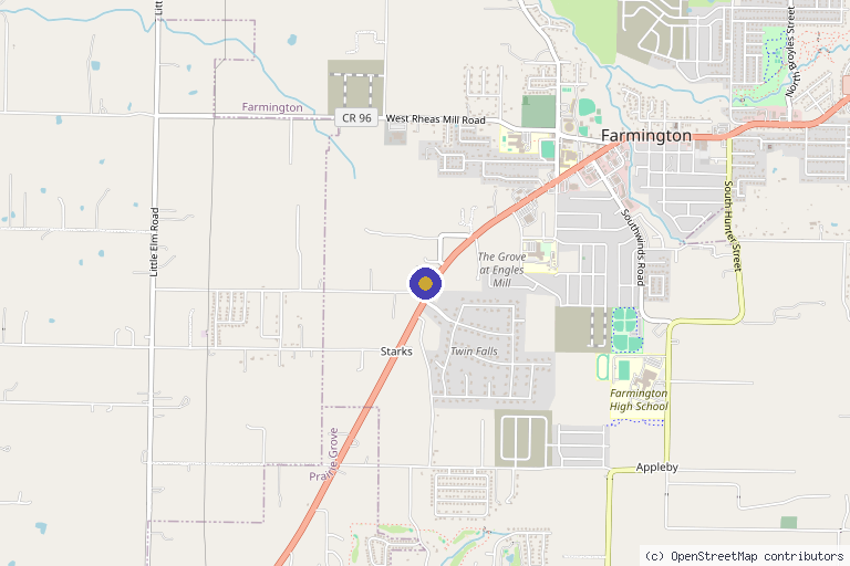 Map showing the location of Drip Drop Health & Wellness, PLLC in Farmington, AR