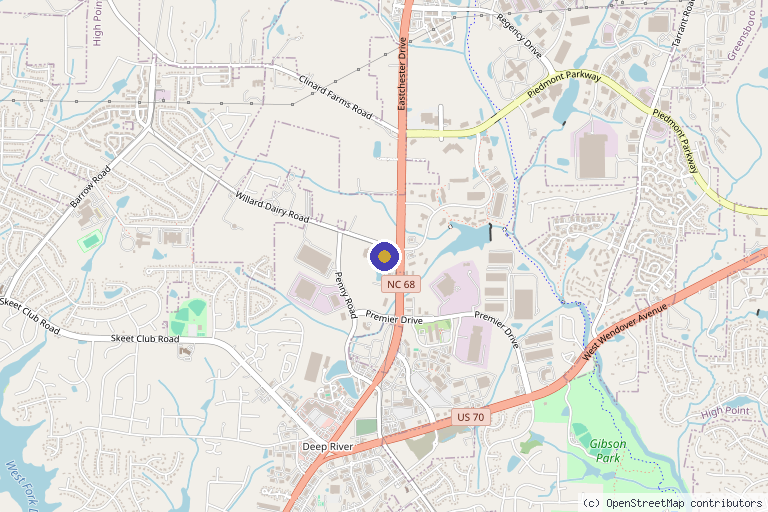 Map showing the location of Stillwater Face & Aesthetics in High Point, NC