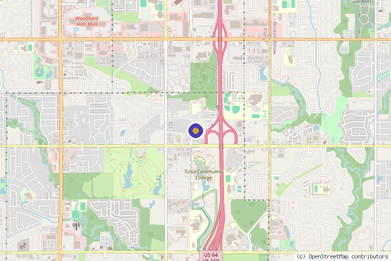 Map showing the location of Results Medical Aesthetics & Wellness in Tulsa, OK