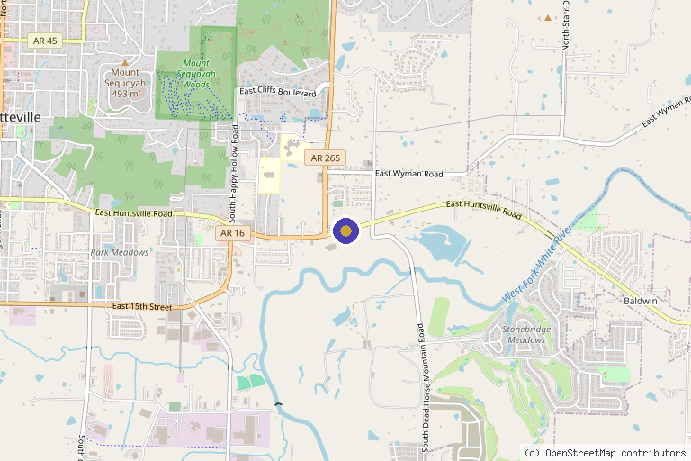 Map showing the location of Silver Lining Clinic in Fayetteville, AR