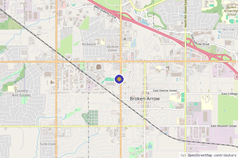 Map showing the location of Weight Loss Clinic Tulsa - BA Med Spa in Broken Arrow, OK