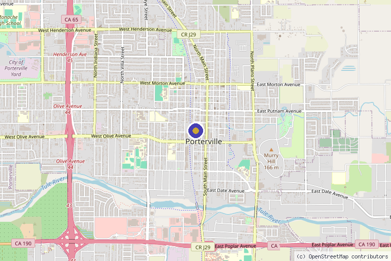 Map showing the location of St. George Spine and Pain Institute in Porterville, CA
