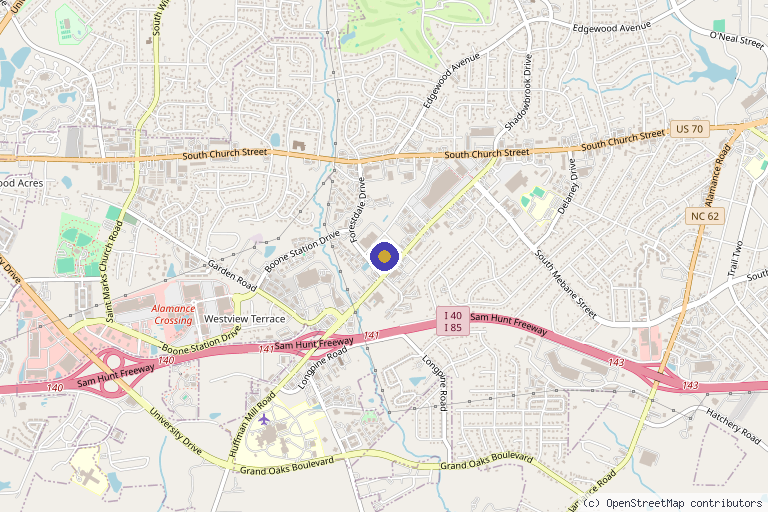 Map showing the location of StrikePoint Health & Performance in Burlington, NC