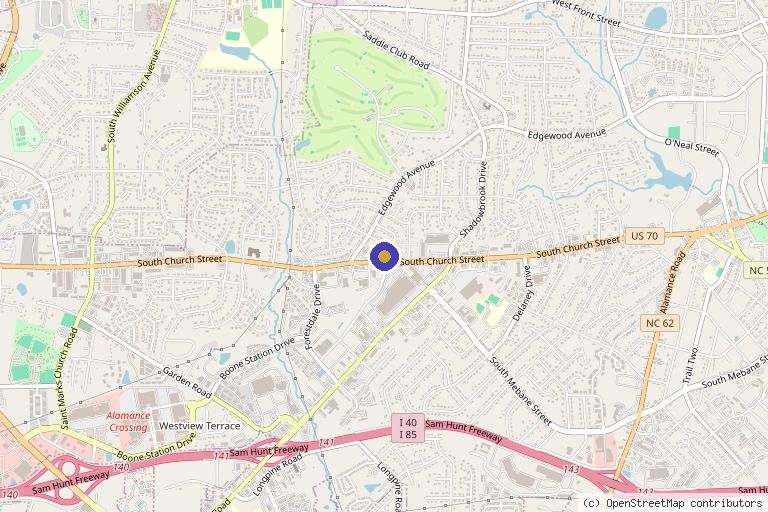 Map showing the location of The Health Bar in Burlington, NC