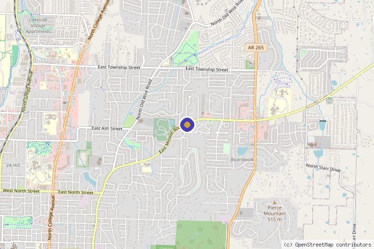 Map showing the location of SurgCenter of Fayetteville, LLC in Fayetteville, AR