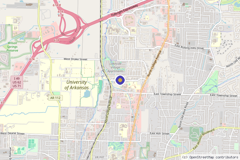 Map showing the location of CryoFactor Wellness Center in Fayetteville, AR