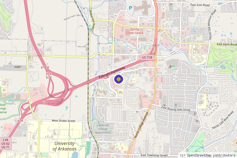 Map showing the location of Mark L. Miedema, MD in Fayetteville, AR