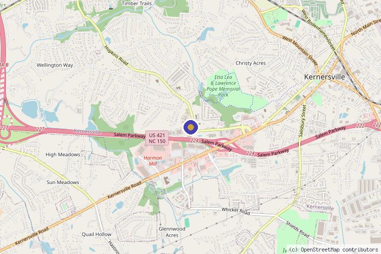 Map showing the location of Ageless in the Triad Med Spa in Kernersville, NC