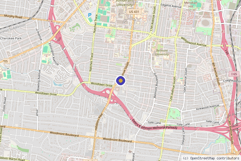Map showing the location of Skin Pharm in Nashville, TN