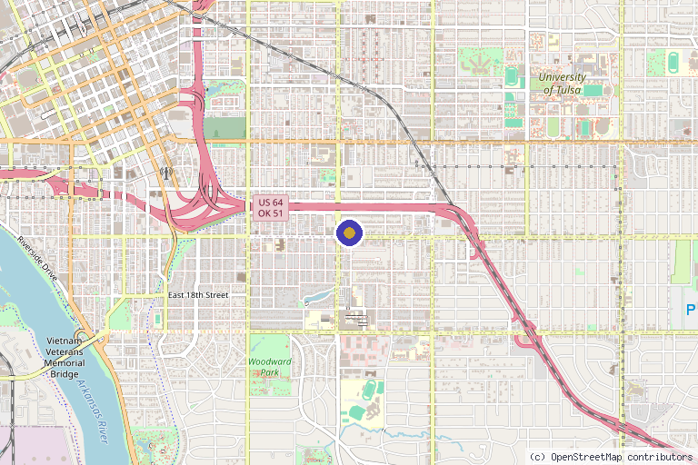 Map showing the location of Luminate Clinic in Tulsa, OK