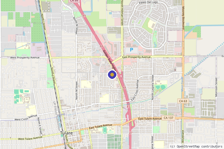 Map showing the location of Sequoia Institute of Surgical Services in Tulare, CA